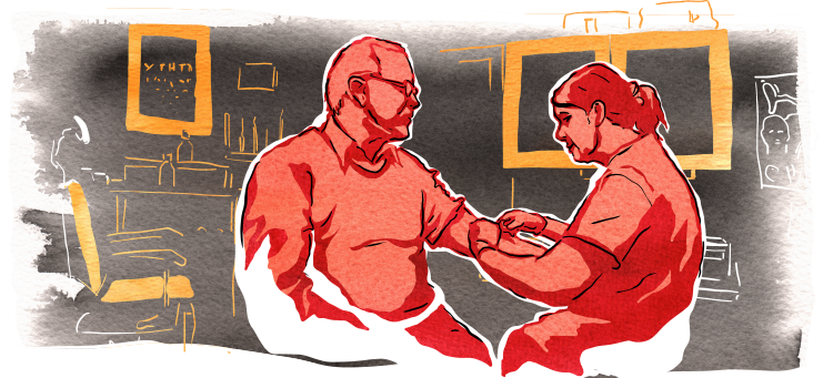 Vårdsituation provtagning, illustration