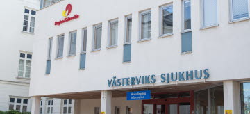 Exteriörbild på Västerviks sjukhus.