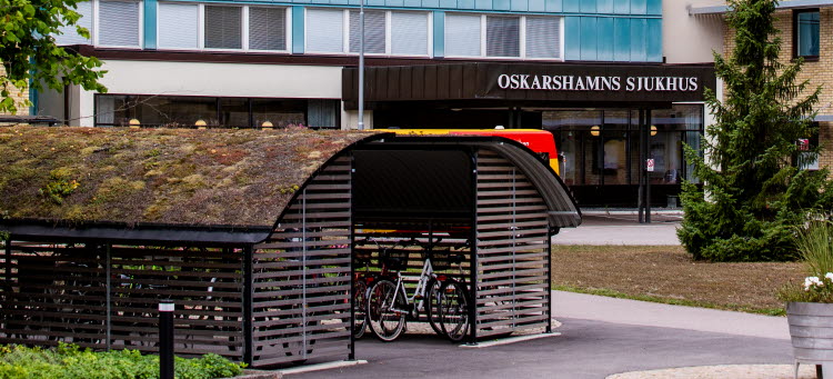 Huvudentrén vid Oskarshamns sjukhus